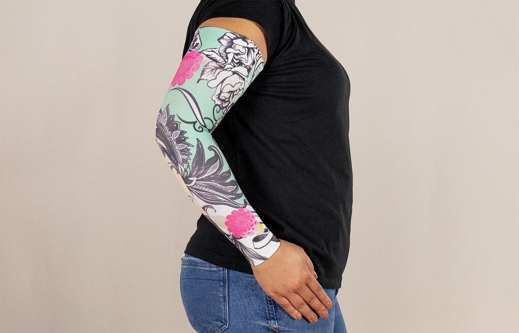 Tattoo Blossom Gradient Compression Arm Sleeve